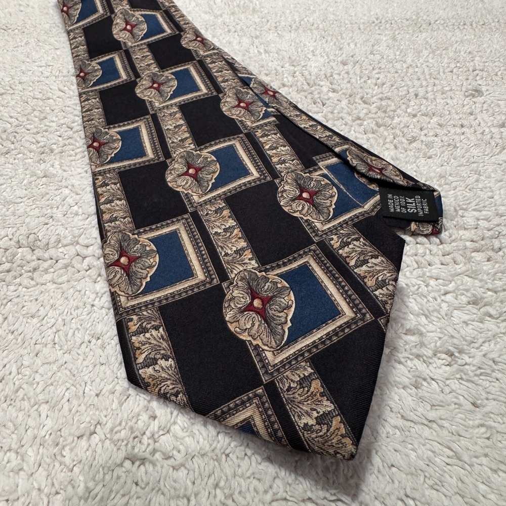 Cambridge Classics Tie Mens OS Multicolor Silk Art‎ Deco Geometric Rockabilly
